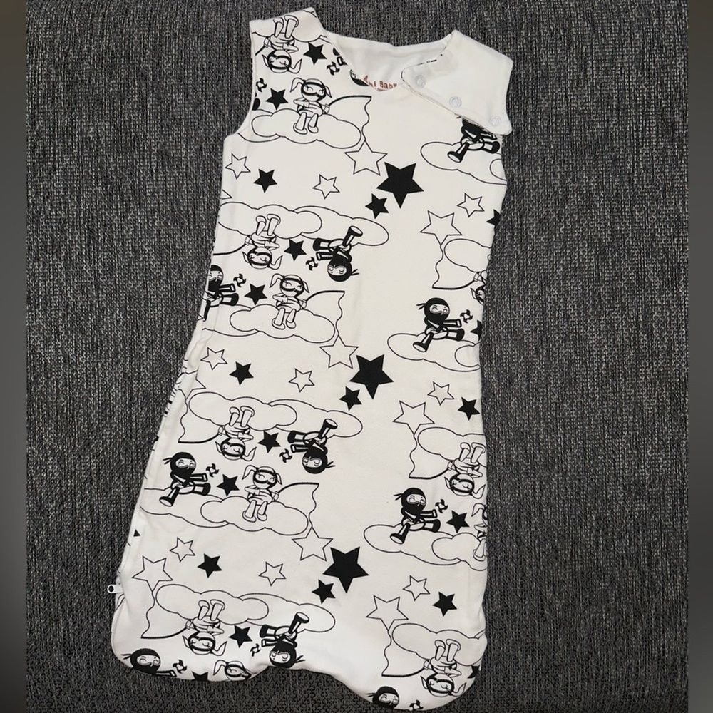 Shinobi Baby Ninja White + Black Organic Cotton Sleep Sack (3-6mo)